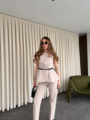 Taş Kemerli Düğmeli Yelek - 9682