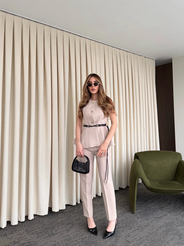 Taş Kemerli Düğmeli Yelek - 9682