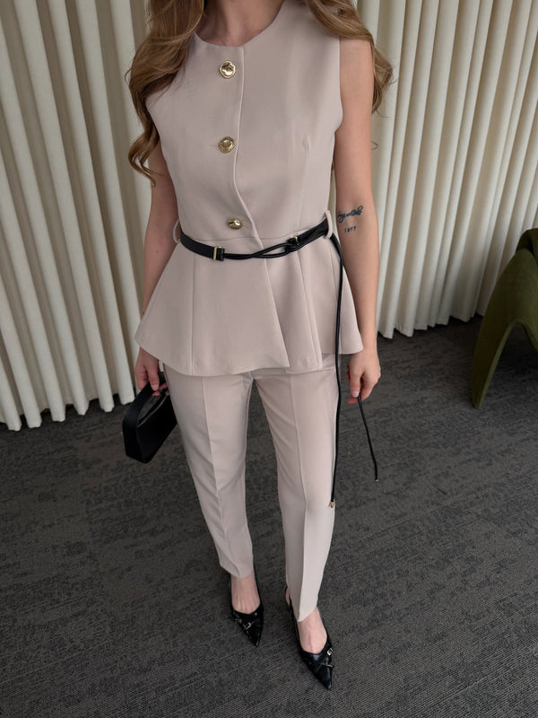 Taş Kemerli Düğmeli Yelek - 9682