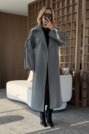 Gri Kolları Cep Detaylı Premium Kaban - 408033