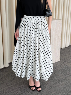 Ekru Midi Puantiyeli Balon Etek - 8014