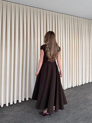 Kahverengi Mini V Yaka Elbise - 242480