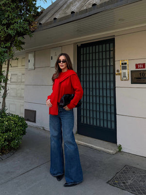 Kırmızı Şal Detaylı Kazak - 251180