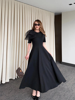 Siyah Seyyar Broşlu Elbise - 3151