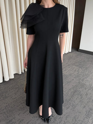 Siyah Seyyar Broşlu Elbise - 3151