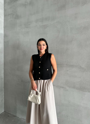 Siyah Sophia Cepli Düğmeli Triko Süveter