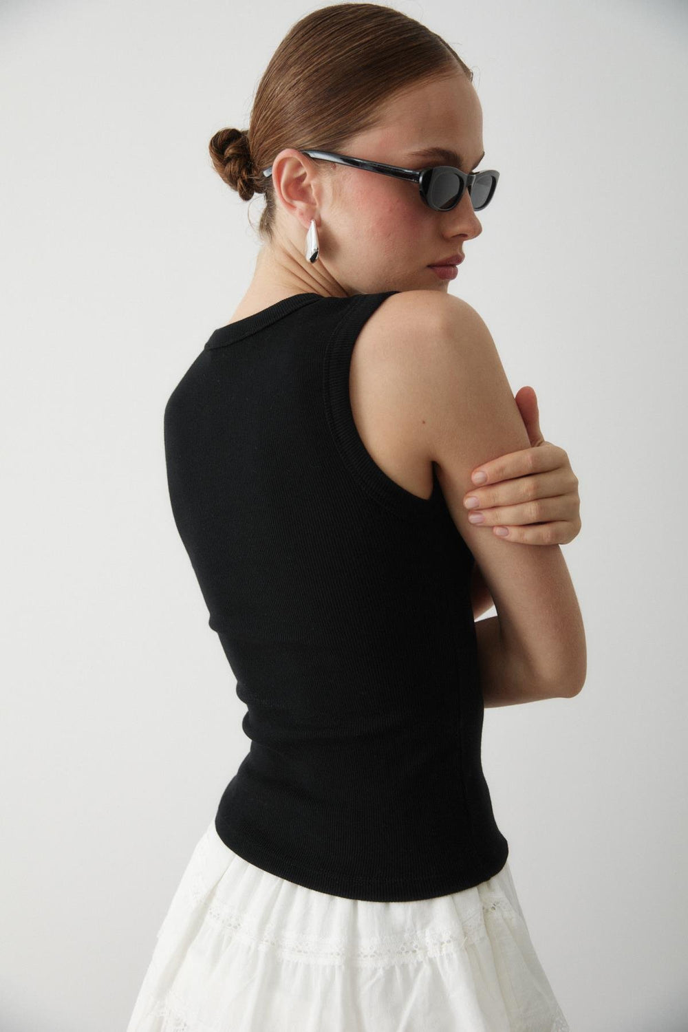 Siyah V Yaka Fitilli Bluz