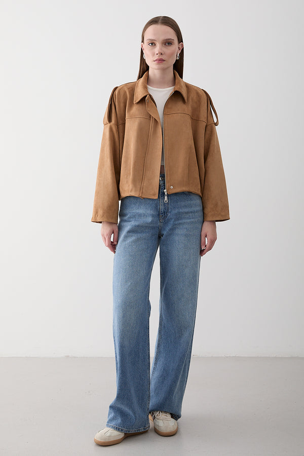 Bej Clara Süet Ceket - 2929