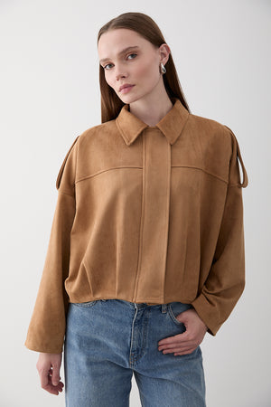 Bej Clara Süet Ceket - 2929