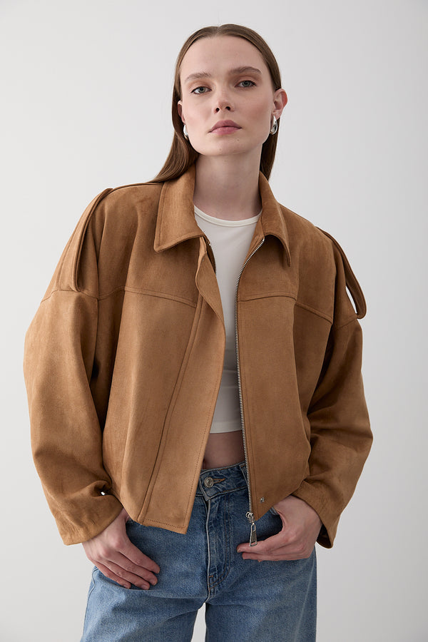 Bej Clara Süet Ceket - 2929