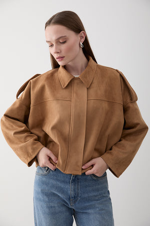 Bej Clara Süet Ceket - 2929