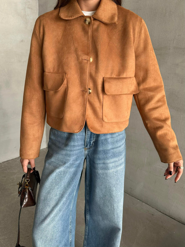 Taba Zelda Süet Kısa Ceket