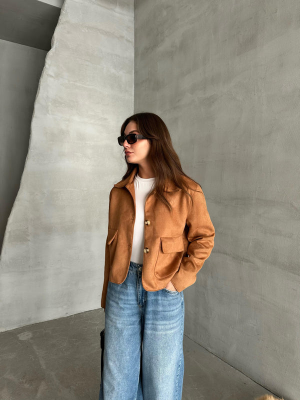 Taba Zelda Süet Kısa Ceket