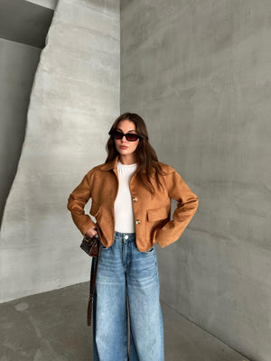 Taba Zelda Süet Kısa Ceket