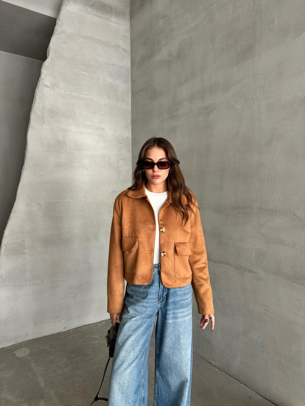 Taba Zelda Süet Kısa Ceket