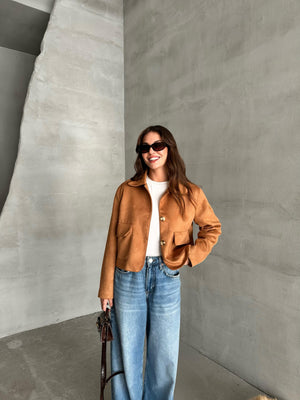 Taba Zelda Süet Kısa Ceket