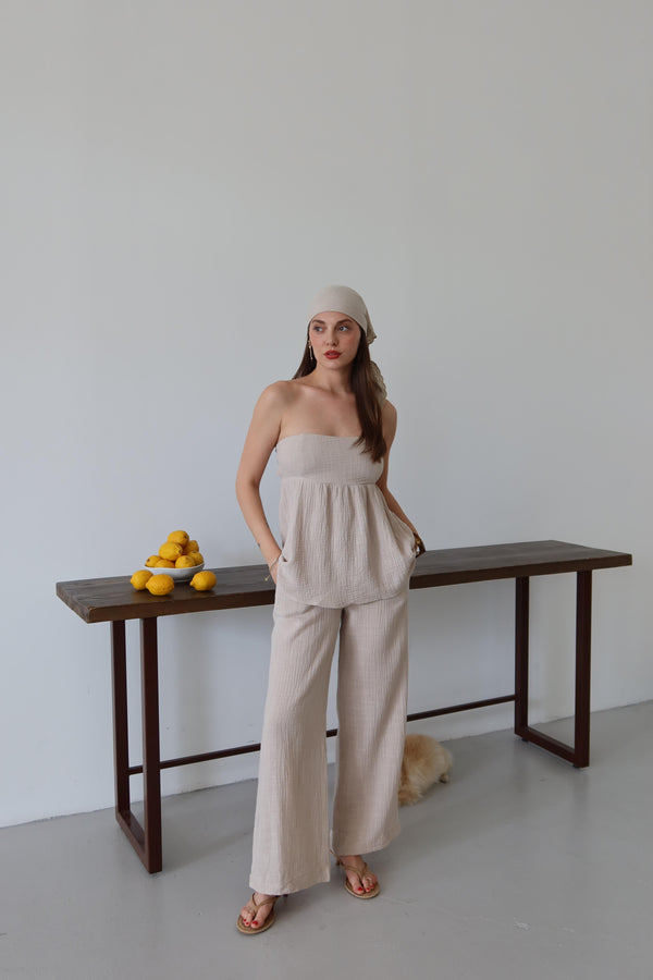 Taş Bandanalı %100 Pamuk Müslin Takım