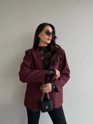 Bordo Blazer Ceket - 7619