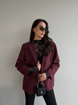 Bordo Blazer Ceket - 7619