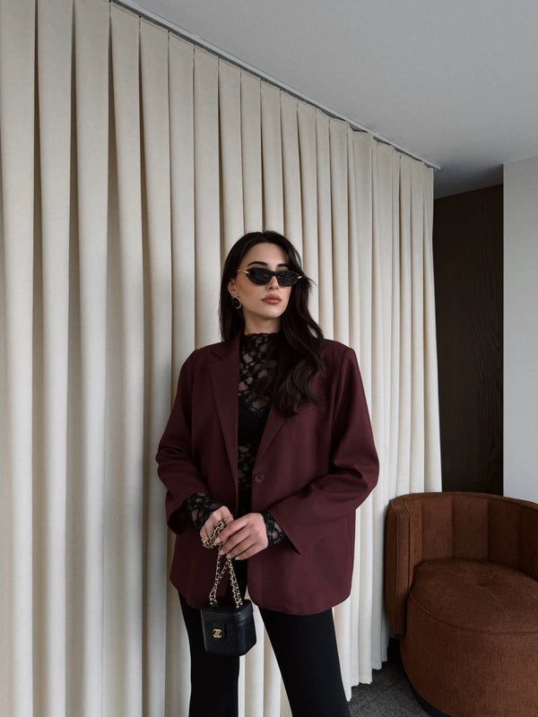 Bordo Blazer Ceket - 7619
