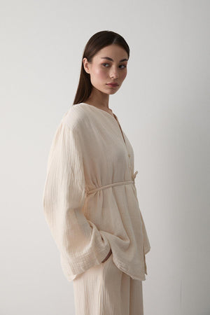 Taş Çok Düğmeli %100 Pamuk Gömlek Pantolon Takım