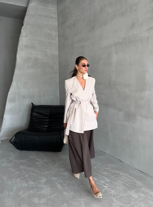 Taş Elegant Kuşaklı Ceket