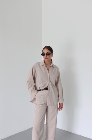 Taş Merlin Kemerli Gömlek Pantolon Takım