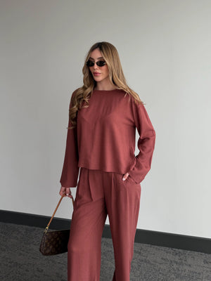 Kiremit Mermaid Bluz Pantolon Takım - 8760