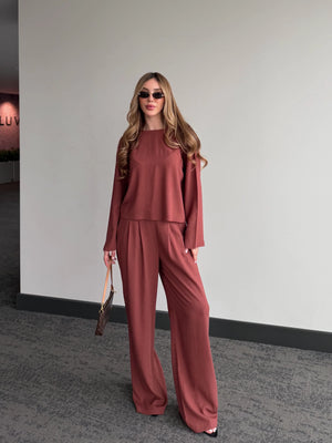 Kiremit Mermaid Bluz Pantolon Takım - 8760