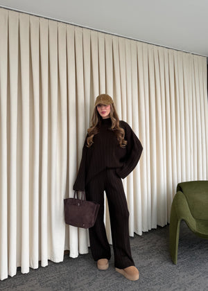 Kahverengi Örme Triko Takım - 98078