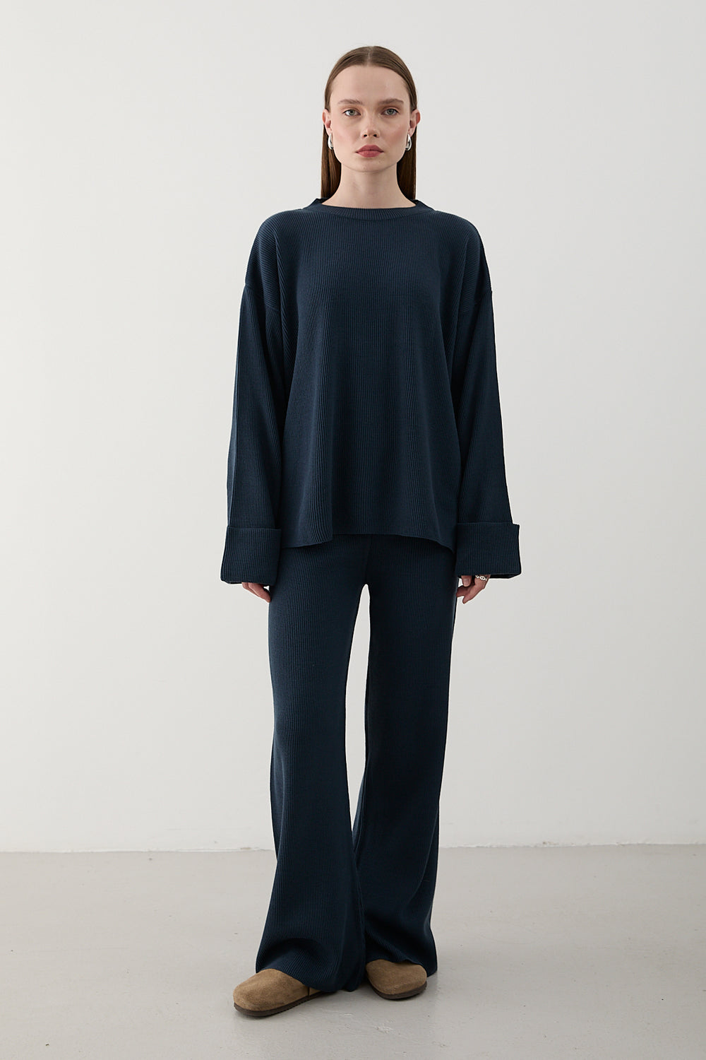 Lacivert Selanik Örme Triko Takım - 4587