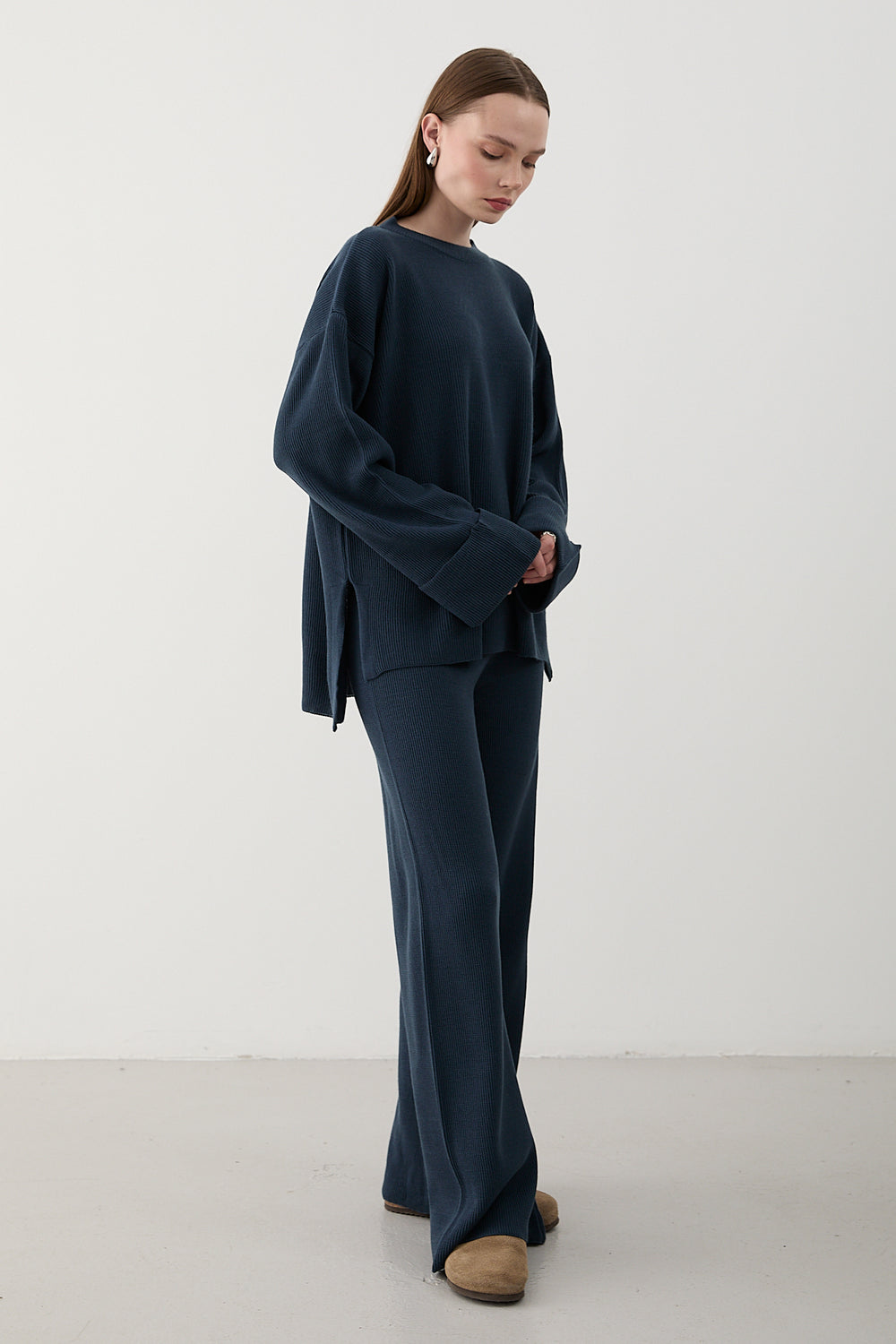 Lacivert Selanik Örme Triko Takım - 4587