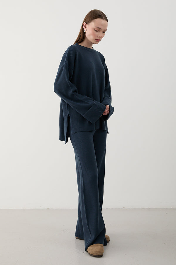 Lacivert Selanik Örme Triko Takım - 4587