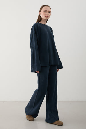 Lacivert Selanik Örme Triko Takım - 4587