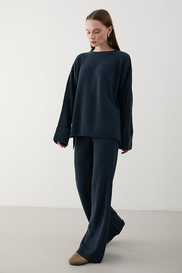 Lacivert Selanik Örme Triko Takım - 4587