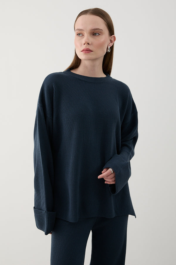 Lacivert Selanik Örme Triko Takım - 4587