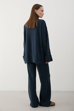 Lacivert Selanik Örme Triko Takım - 4587