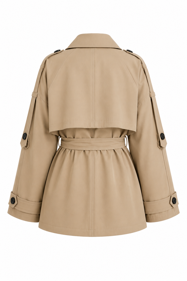 Camel Oversize Düşük Omuz Kısa Trenç - 9580
