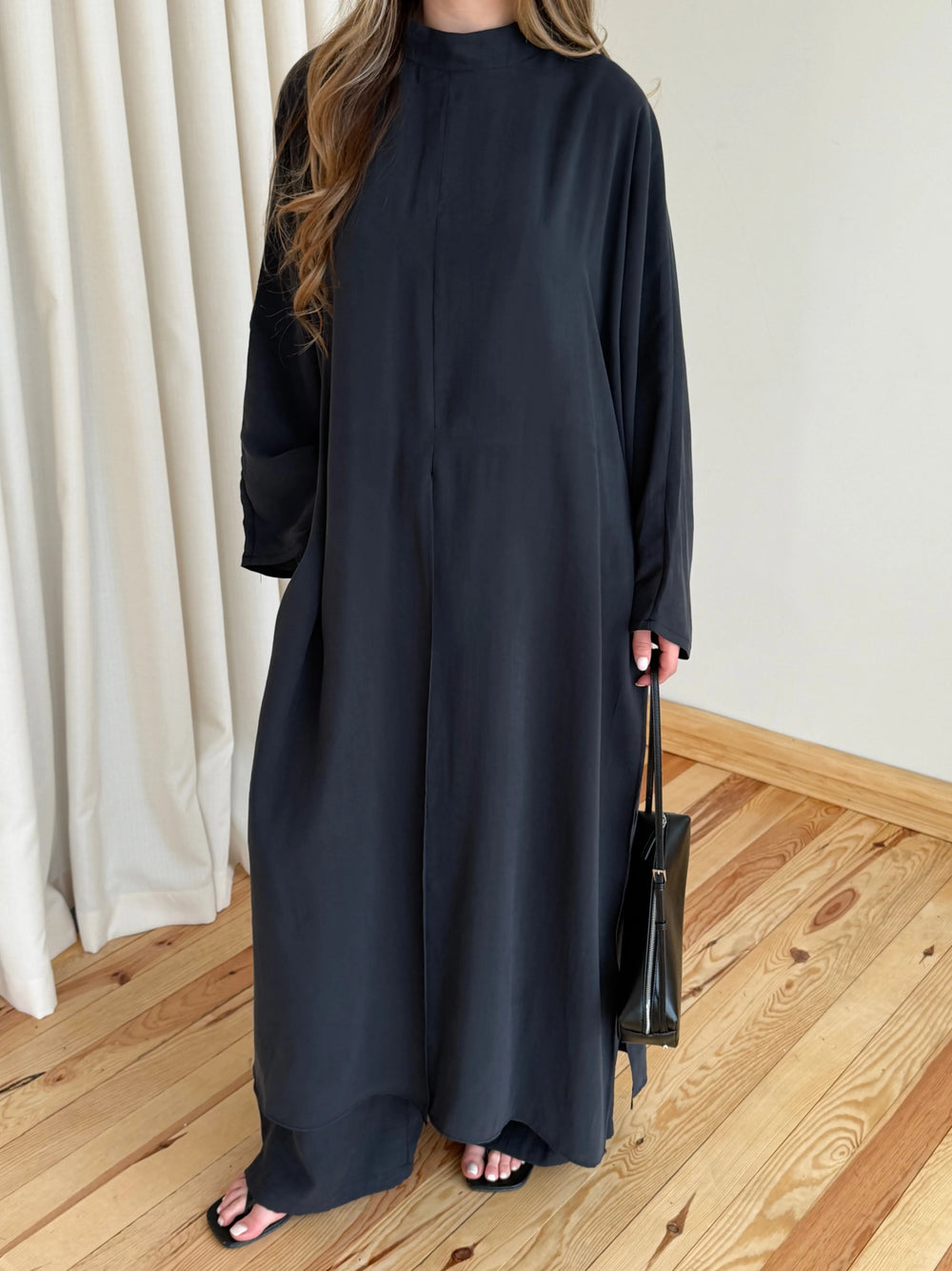 Siyah Bandana/Bel Kemer Aksesuarlı Kimono Takım - 8832