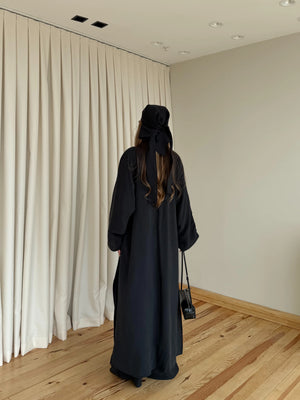 Siyah Bandana/Bel Kemer Aksesuarlı Kimono Takım - 8832