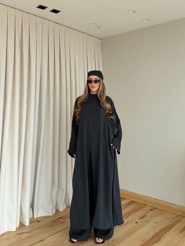 Siyah Bandana/Bel Kemer Aksesuarlı Kimono Takım - 8832
