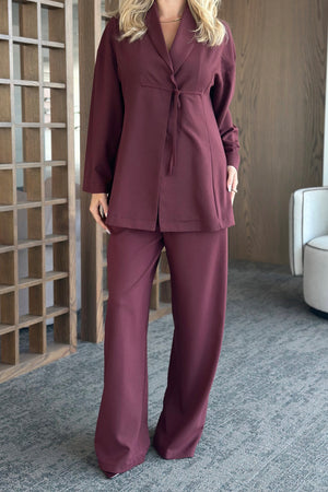 Bordo Bluz Pantolon Takım - 8767