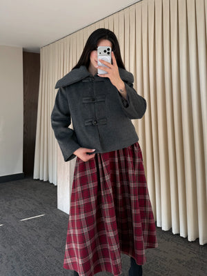 Antrasit Düğme Detaylı Kısa Kaşe Ceket - 7675