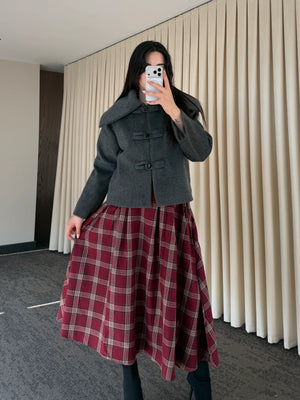 Antrasit Düğme Detaylı Kısa Kaşe Ceket - 7675