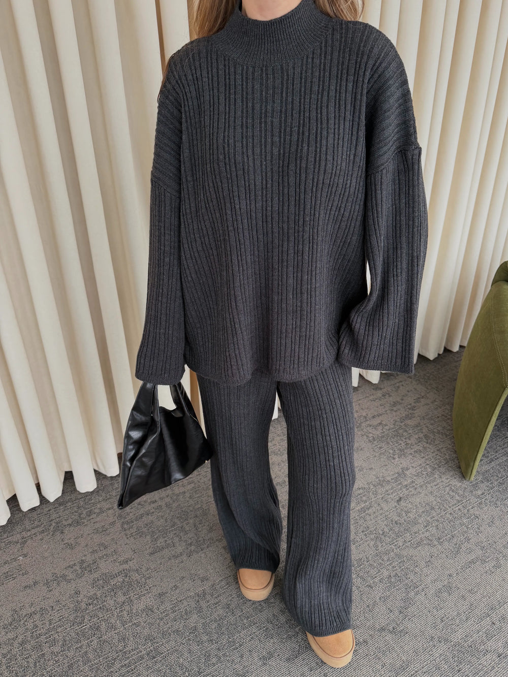 Antrasit Örme Triko Takım - 98078