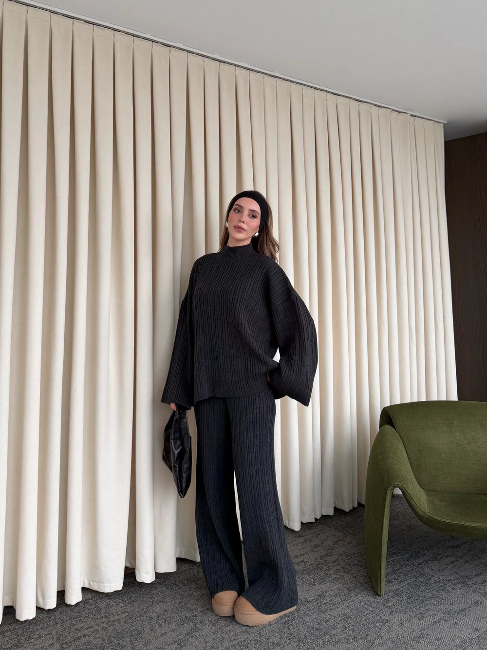 Antrasit Örme Triko Takım - 98078