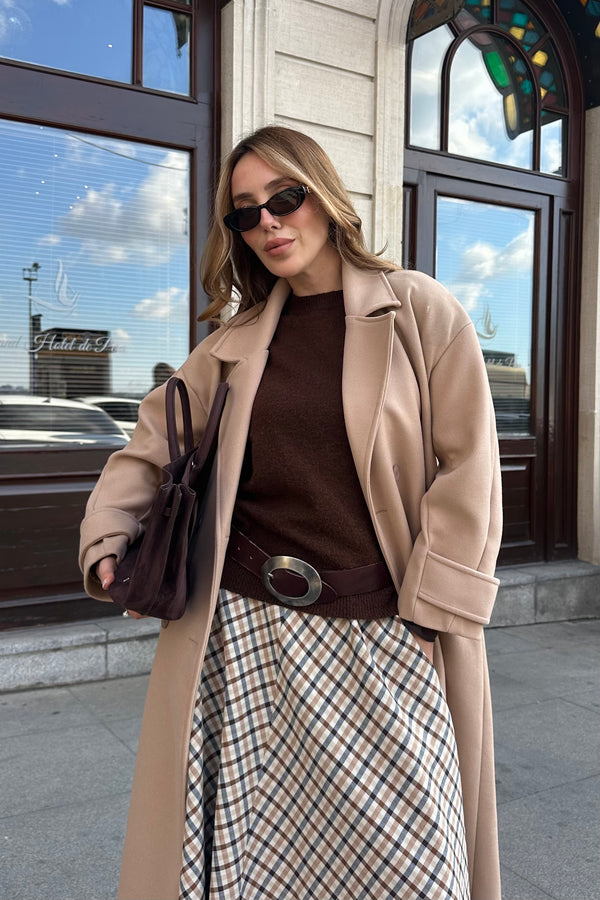 Bej New Tokyo Uzun Kaşe Kaban - 408021