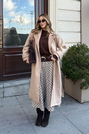 Bej New Tokyo Uzun Kaşe Kaban - 408021