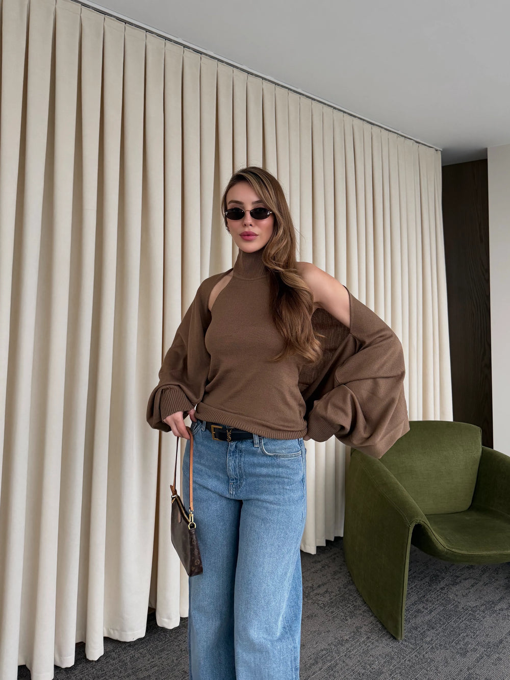 Sütlü Kahve Triko Bolero Takım - 601117