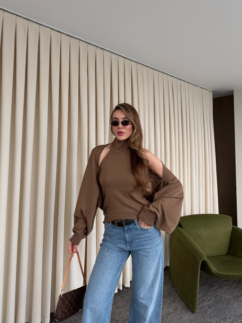 Sütlü Kahve Triko Bolero Takım - 601117